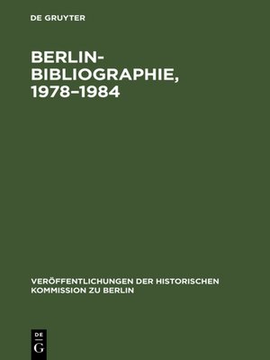 cover image of Berlin-Bibliographie, 1978–1984